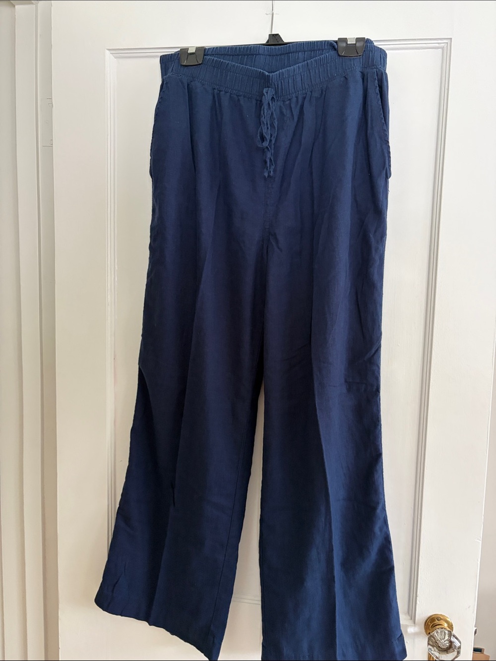 Briggs New York Linen-Blend Navy Wide-Leg Pants